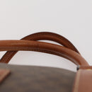CELINE Macadam Canvas Boston Bag PVC Leather Brown Gold Auth ki6517-8