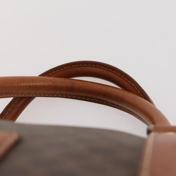 CELINE Macadam Canvas Boston Bag PVC Leather Brown Gold Auth ki6517