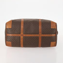 CELINE Macadam Canvas Boston Bag PVC Leather Brown Gold Auth ki6517-5