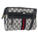 GUCCI Sherry Line GG Supreme Shoulder Bag PVC Navy Gold 98 02 004 Auth ki6519-1