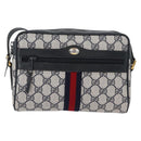 GUCCI Sherry Line GG Supreme Shoulder Bag PVC Navy Gold 98 02 004 Auth ki6519-13