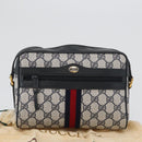 GUCCI Sherry Line GG Supreme Shoulder Bag PVC Navy Gold 98 02 004 Auth ki6519-12
