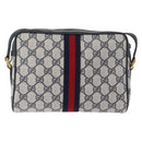 GUCCI Sherry Line GG Supreme Shoulder Bag PVC Navy Gold 98 02 004 Auth ki6519-2