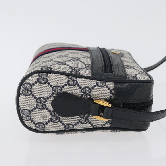 GUCCI Sherry Line GG Supreme Shoulder Bag PVC Navy Gold 98 02 004 Auth ki6519