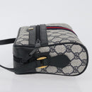 GUCCI Sherry Line GG Supreme Shoulder Bag PVC Navy Gold 98 02 004 Auth ki6519-4
