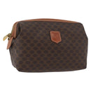 CELINE Macadam Canvas Pouch PVC Leather Brown Gold Auth ki6520-1