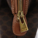 CELINE Macadam Canvas Pouch PVC Leather Brown Gold Auth ki6520-8