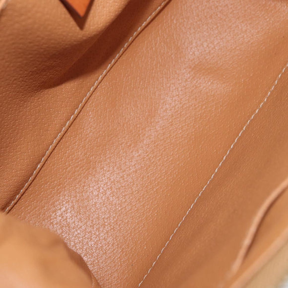CELINE Macadam Canvas Pouch PVC Leather Brown Gold Auth ki6520