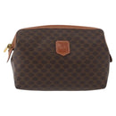 CELINE Macadam Canvas Pouch PVC Leather Brown Gold Auth ki6520-13
