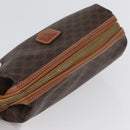 CELINE Macadam Canvas Pouch PVC Leather Brown Gold Auth ki6520-5