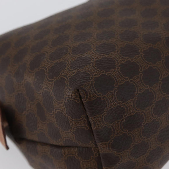 CELINE Macadam Canvas Pouch PVC Leather Brown Gold Auth ki6520