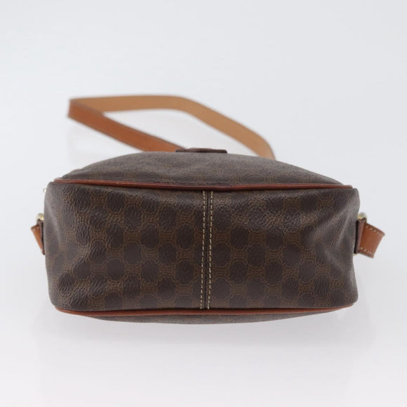 CELINE Macadam Canvas Hand Bag PVC Leather 2way Brown Gold Auth ki6521
