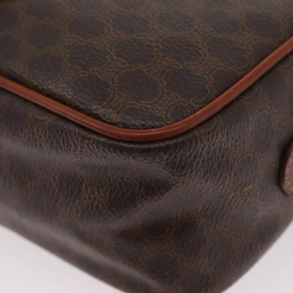 CELINE Macadam Canvas Hand Bag PVC Leather 2way Brown Gold Auth ki6521