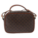 CELINE Macadam Canvas Hand Bag PVC Leather 2way Brown Gold Auth ki6521-2
