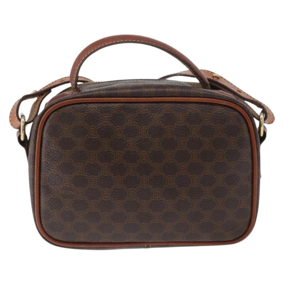 CELINE Macadam Canvas Hand Bag PVC Leather 2way Brown Gold Auth ki6521
