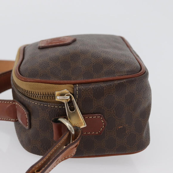 CELINE Macadam Canvas Hand Bag PVC Leather 2way Brown Gold Auth ki6521