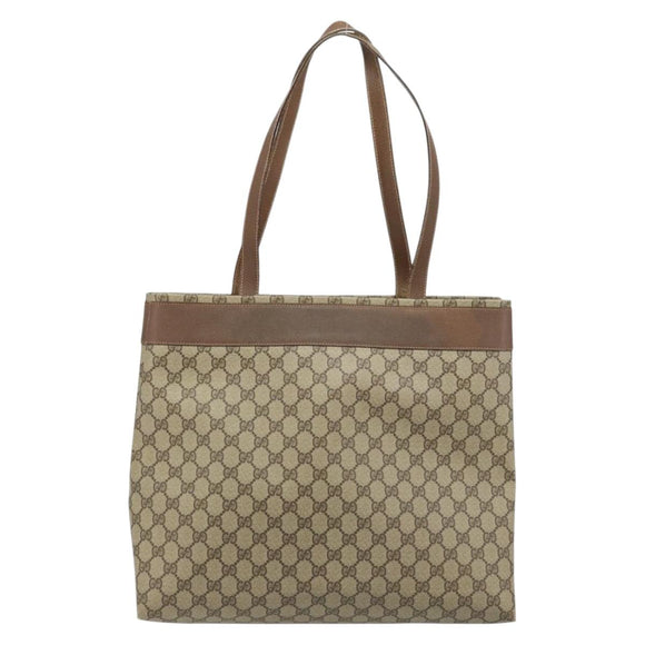 GUCCI GG Supreme Tote Bag PVC Beige 41 02 109 Auth ki6523