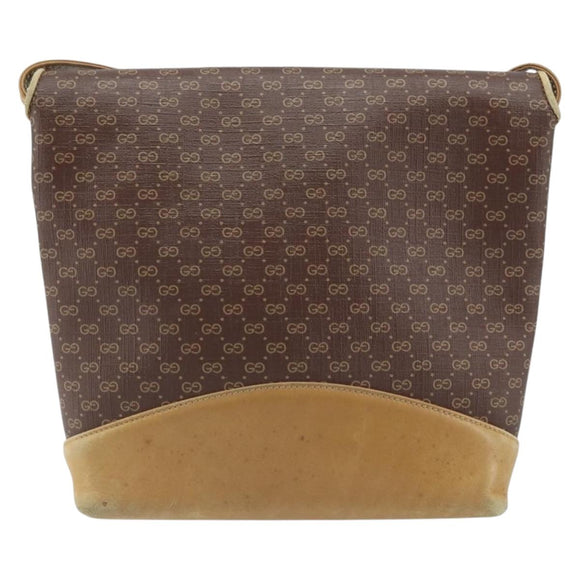 GUCCI Micro GG Supreme Shoulder Bag PVC Brown Gold Auth ki6524