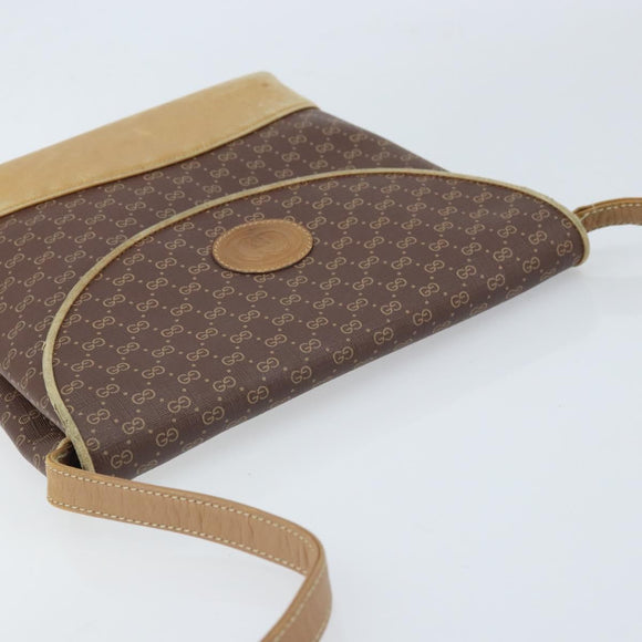 GUCCI Micro GG Supreme Shoulder Bag PVC Brown Gold Auth ki6524