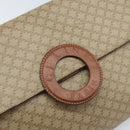 CELINE Macadam Canvas Circle Logo Bag PVC Leather Beige Gold Auth ki6527-17