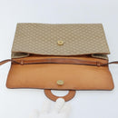 CELINE Macadam Canvas Circle Logo Bag PVC Leather Beige Gold Auth ki6527-10