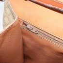 CELINE Macadam Canvas Circle Logo Bag PVC Leather Beige Gold Auth ki6527-20