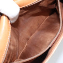 CELINE Macadam Canvas Circle Logo Bag PVC Leather Beige Gold Auth ki6527-21