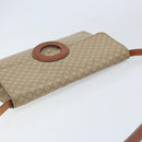 CELINE Macadam Canvas Circle Logo Bag PVC Leather Beige Gold Auth ki6527-6