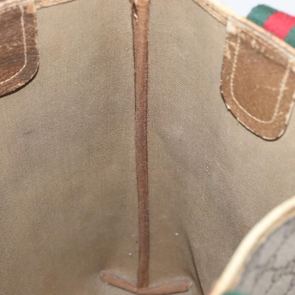 GUCCI GG Supreme Web Sherry Line Tote Bag PVC Beige Red 39 02 003 Auth ki6528