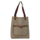 GUCCI GG Supreme Web Sherry Line Tote Bag PVC Beige Red 39 02 003 Auth ki6528-13