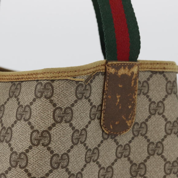 GUCCI GG Supreme Web Sherry Line Tote Bag PVC Beige Red 39 02 003 Auth ki6528
