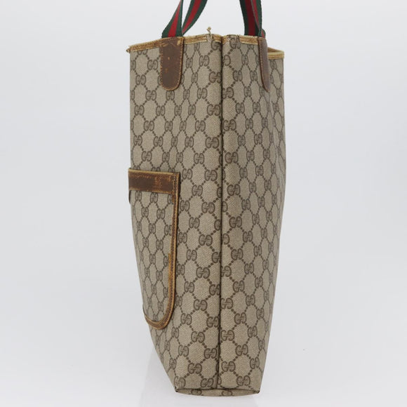 GUCCI GG Supreme Web Sherry Line Tote Bag PVC Beige Red 39 02 003 Auth ki6528