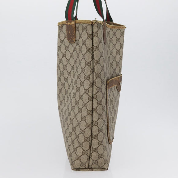 GUCCI GG Supreme Web Sherry Line Tote Bag PVC Beige Red 39 02 003 Auth ki6528