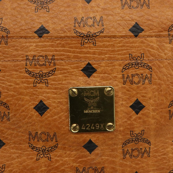 MCM Logogram Vicetos Tote Bag PVC Brown Gold Auth ki6533
