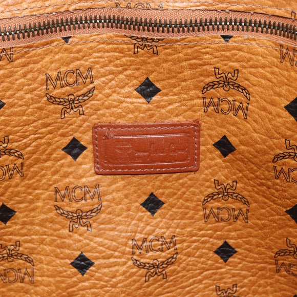 MCM Logogram Vicetos Tote Bag PVC Brown Gold Auth ki6533