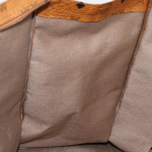 MCM Logogram Vicetos Tote Bag PVC Brown Gold Auth ki6533