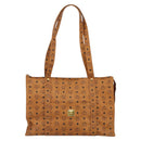 MCM Logogram Vicetos Tote Bag PVC Brown Gold Auth ki6533-13
