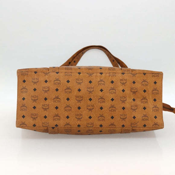 MCM Logogram Vicetos Tote Bag PVC Brown Gold Auth ki6533
