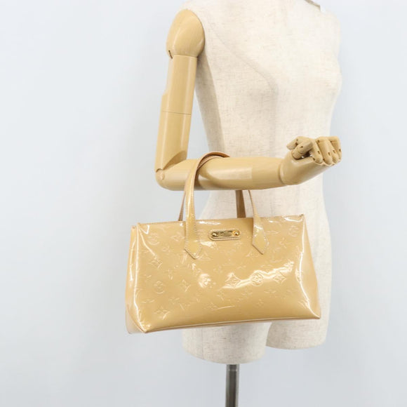 LOUIS VUITTON Monogram Vernis Wilshire PM Hand Bag Broncorail M91452 Auth ki6535