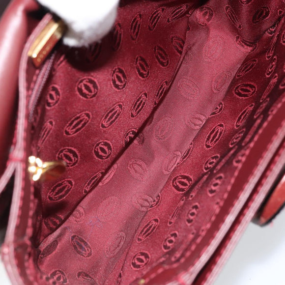 CARTIER Must Line Schoudertas Leer Bordeaux Goud Authenticatie ki6537