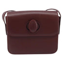 CARTIER Must Line Shoulder Bag Leather Bordeaux Gold Auth ki6537-2