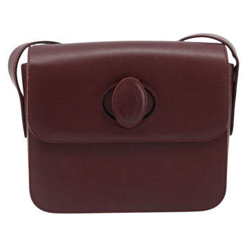 CARTIER Must Line Shoulder Bag Leather Bordeaux Gold Auth ki6537 - 0