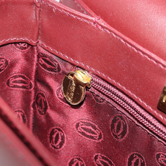 CARTIER Must Line Schoudertas Leer Bordeaux Goud Authenticatie ki6537
