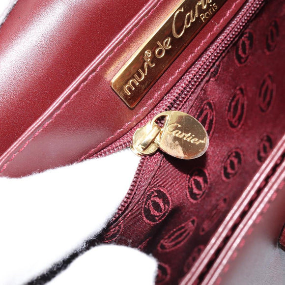 CARTIER Must Line Schoudertas Leer Bordeaux Goud Authenticatie ki6537