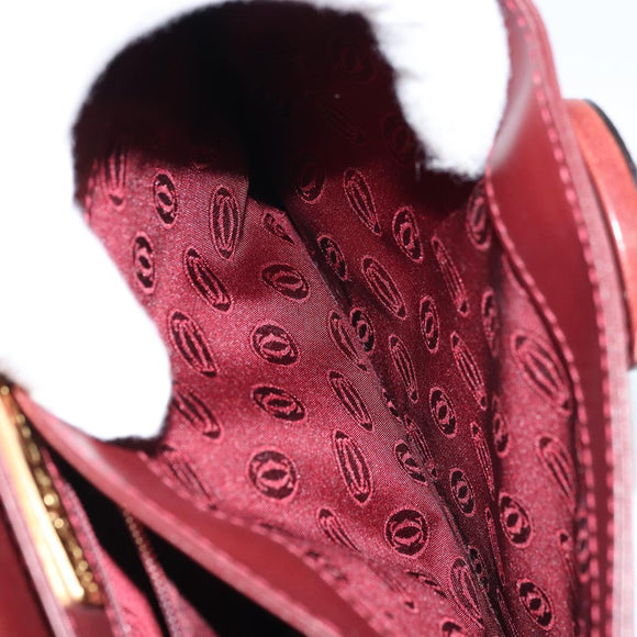 CARTIER Must Line Schoudertas Leer Bordeaux Goud Authenticatie ki6537