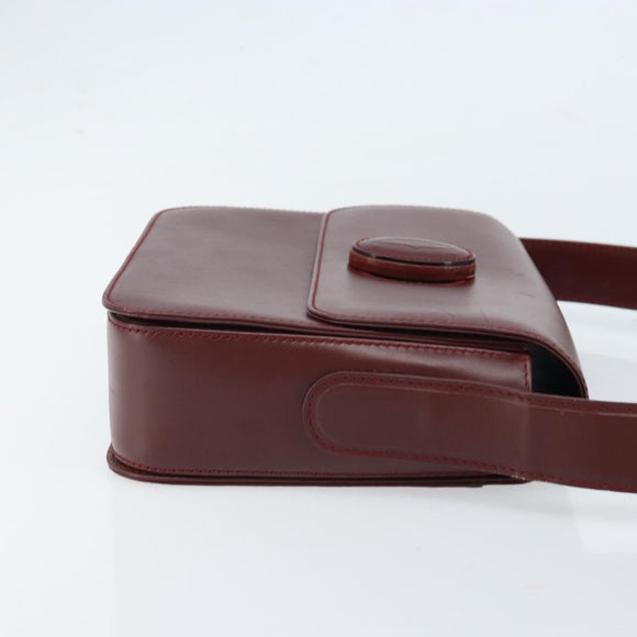 CARTIER Must Line Schoudertas Leer Bordeaux Goud Authenticatie ki6537