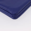 CELINE Trio Large Shoulder Bag Leather Blue Gold Auth ki6538-9