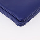 CELINE Trio Large Shoulder Bag Leather Blue Gold Auth ki6538-15