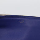 CELINE Trio Large Shoulder Bag Leather Blue Gold Auth ki6538-17