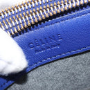 CELINE Trio Large Shoulder Bag Leather Blue Gold Auth ki6538-18